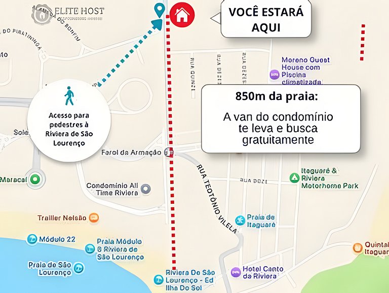 Acesso à Riviera | Serviço de praia | 2 vagas